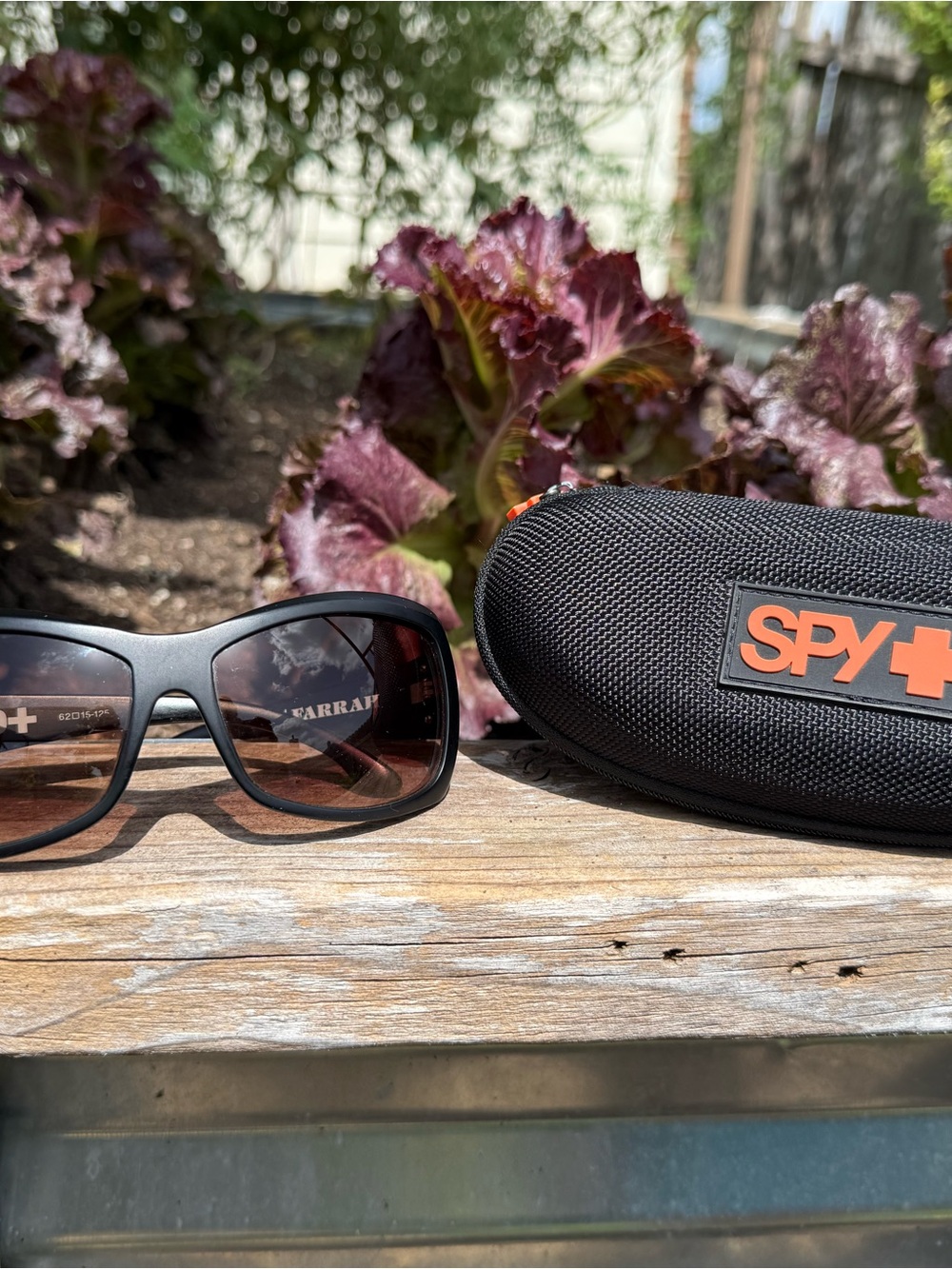 SPY Black Sunglasses with Black Textured Case and Orange Logo